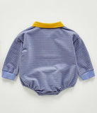 Striped & Contrast-Collar Full-Sleeves Infant Romper - Boys Dress Yo Baby Wholesale 