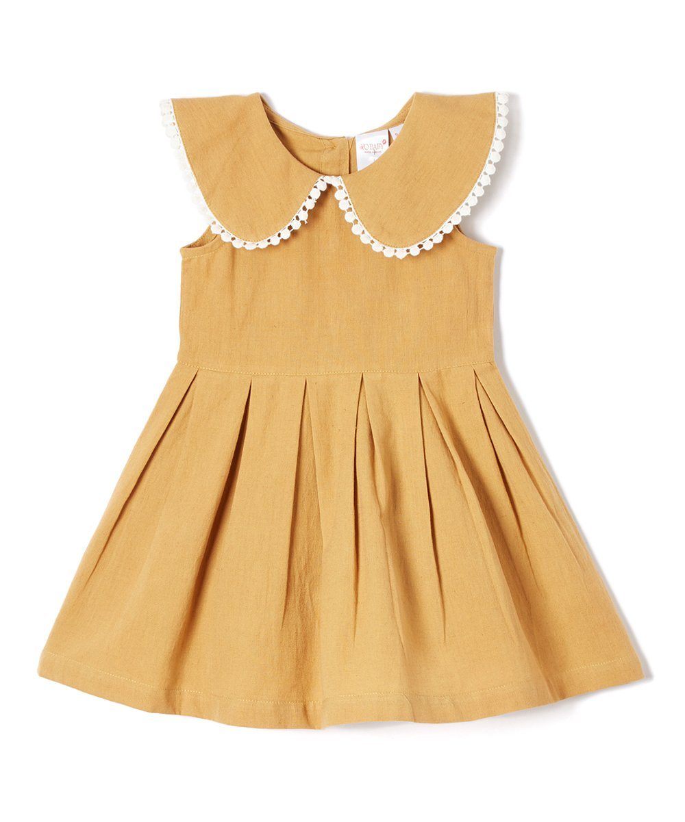 Tan Big Peter-Pan Collar Infant Dress Dress Yo Baby Wholesale 