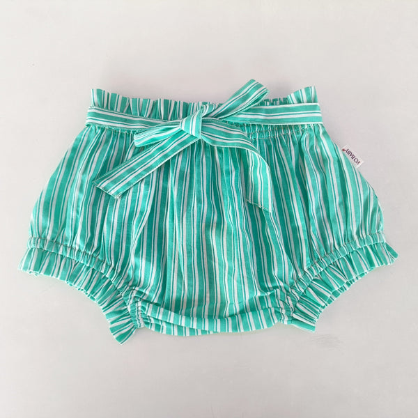 Turquoise Striped Print Shorts-Style Diaper Cover With Belt Yo Baby India 