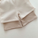 Unisex Bear Motif Waffle Knit Top & Shorts 2 Pc Set Yo Baby India 
