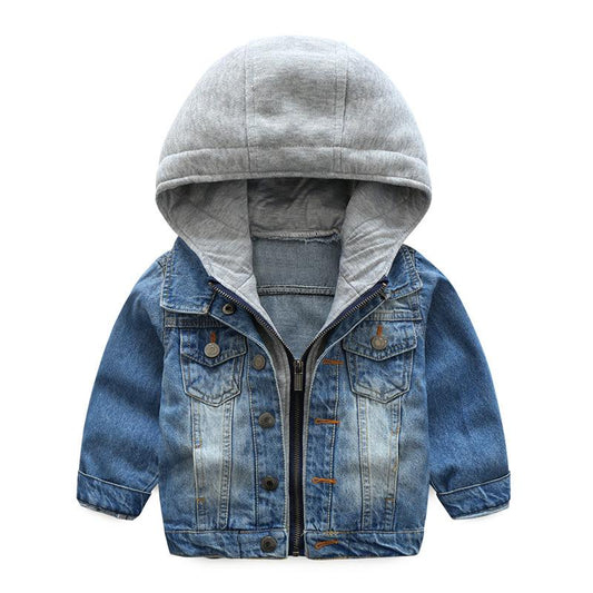 Unisex Denim Jacket With Attached Hoodie Boys Yo Baby Wholesale 