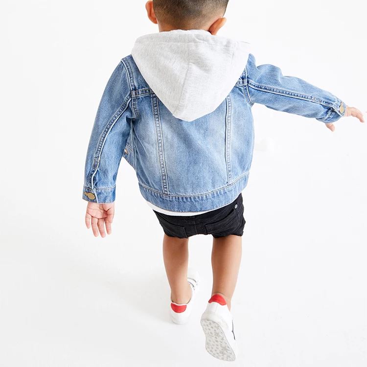 Unisex Denim Jacket With Attached Hoodie Boys Yo Baby Wholesale 