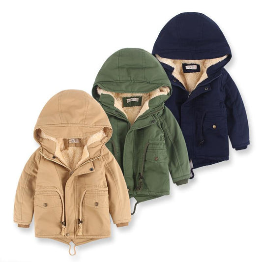 Unisex Hooded Fur-Lined Winter Parka Jacket Boys Yo Baby Wholesale 