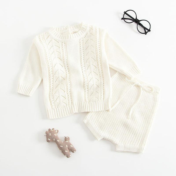 Unisex Knitted Sweater Top & Pants Set - White Dress Yo Baby Wholesale 