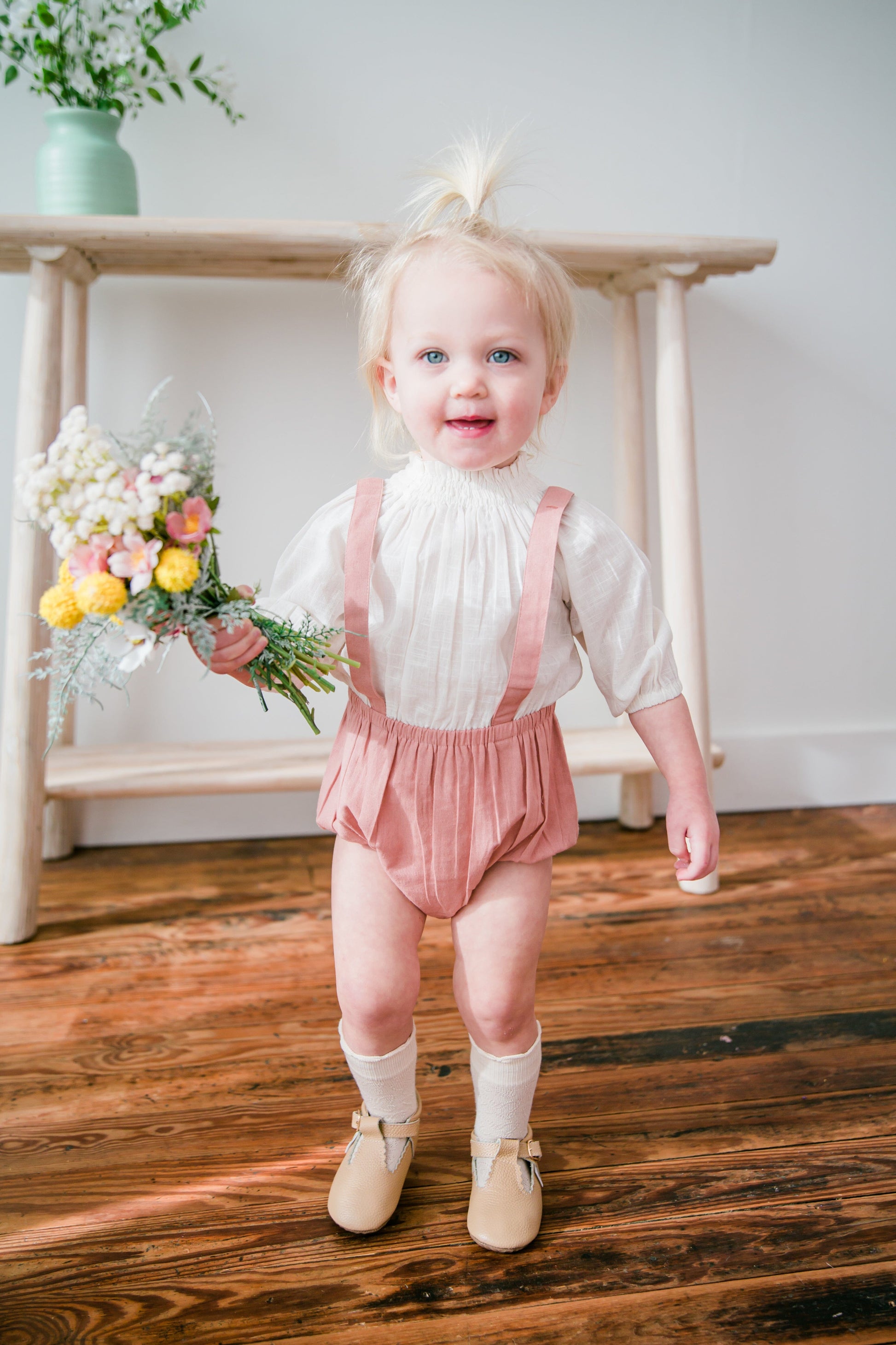 Unisex Off-White & Blush Full Sleeves Romper romper Yo Baby Wholesale 