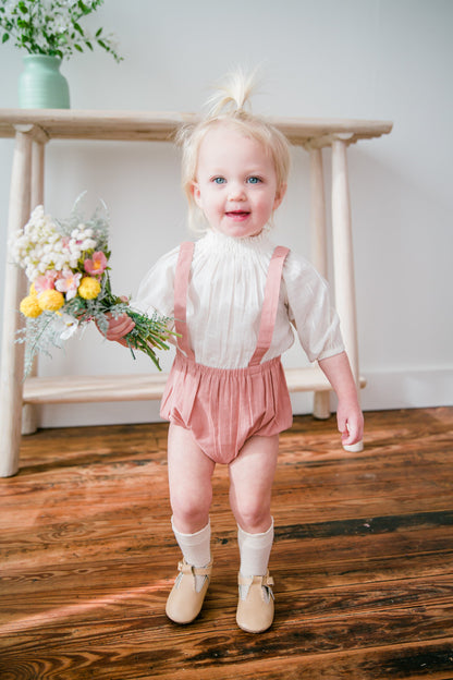 Unisex Off-White & Blush Full Sleeves Romper romper Yo Baby Wholesale 