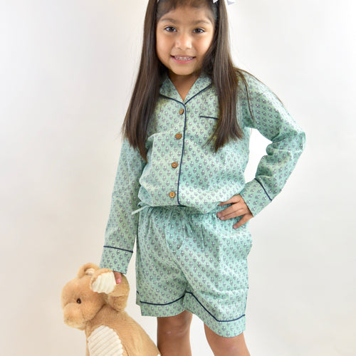 Unisex Teal Printed 2 pc Set