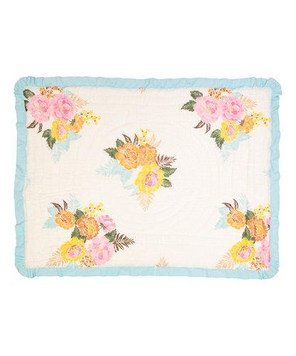 Vintage White Floral With Baby Blue Trim Blanket Blanket Yo Baby Wholesale 