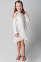 White Lace Detail Cold-Shoulder Dress Dress Yo Baby Wholesale 
