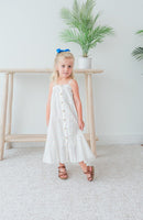 White Multicolor Dot Cotton Dobby Tiered Dress Dress Yo Baby India 
