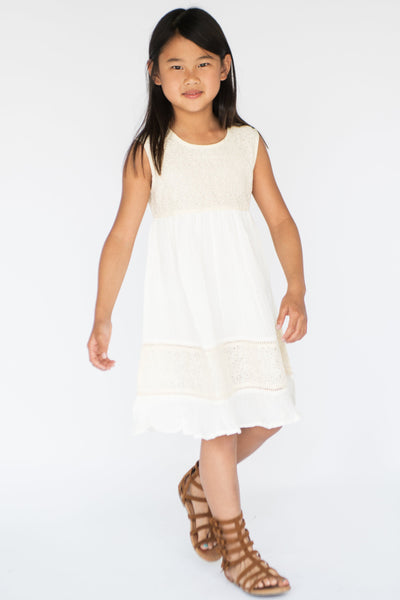 White Net & Lace Detail Dress Dress Yo Baby Wholesale 