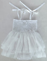 White Tulle Solid Color Infant Ruffle Romper Dress Yo Baby India 