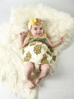Yellow Floral and Pinstripe Infant Dress With Matching Bloomer Dress Yo Baby Wholesale 