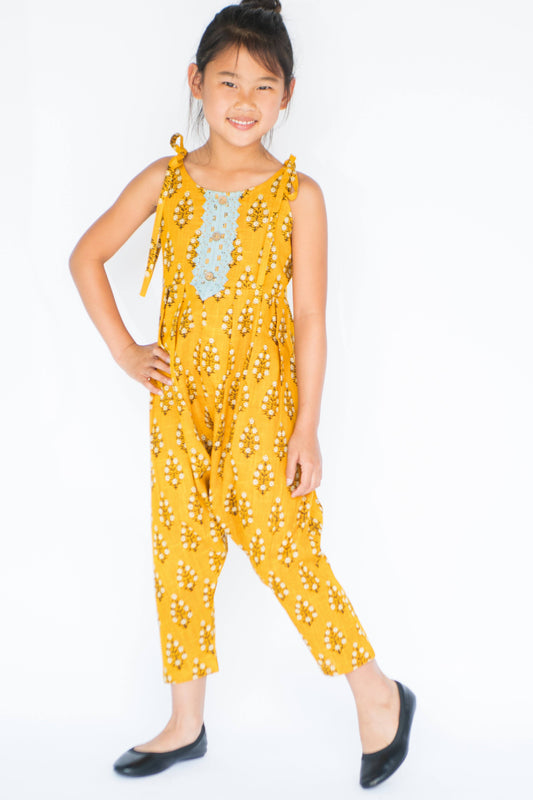 Yellow Harem style Jumpsuit with Lace Detail Dress Yo Baby Wholesale 