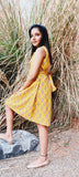 Yellow Printed Dress With Belt & Pleat Details Dress Yo Baby Wholesale 