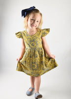 Yellow Printed Flutter Sleeves Infant Dress Dress Yo Baby Wholesale 